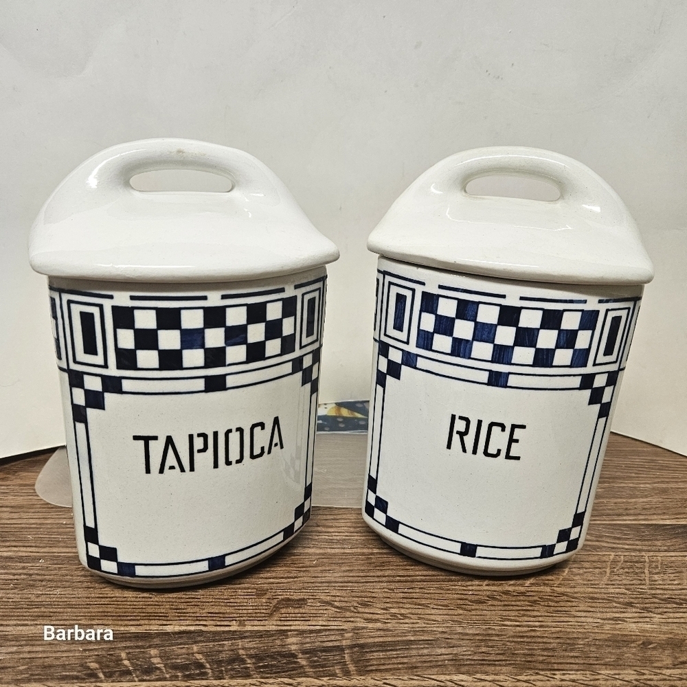 Vintage Antique 20s Czecho Slovakia "Yvonne 352" Tapioca & Rice Containers